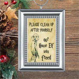 Harry Potter‎ Dobby PLEASE CLEAN UP...OUR HOUSE ELF WAS FREED Christmas Ornament